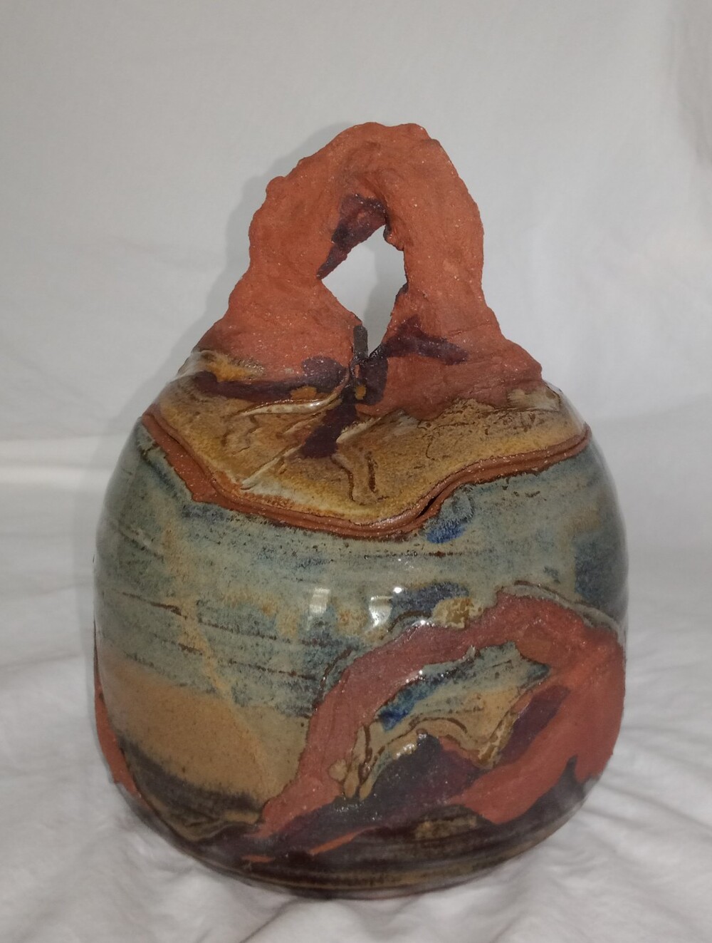 Shawnee Mountain Pottery Angel's Arch Bowl Lid Hiking Decor Sculpture Signed